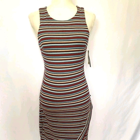 BCX Red White Blue Asymmetrical Hem Stripe Dress - Picture 2 of 16